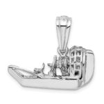 De-Ani Sterling Silver Rhodium-Plated Polished 3D Air Boat Pendant - Image 3