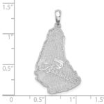 De-Ani Sterling Silver Rhodium-Plated Polished and Textured Barbados Map Pendant - Image 4
