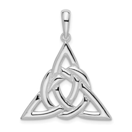 De-Ani Sterling Silver Rhodium-Plated Polished Celtic Trinity Knot Pendant