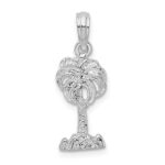 De-Ani Sterling Silver Rhodium-Plated Polished Palm Tree Pendant