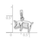 De-Ani Sterling Silver Rhodium-Plated Polished 3D Pig Pendant - Image 4