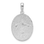 De-Ani Sterling Silver Rhodium-Plated Polished and Textured Fleur de Lis Oval Pendant - Image 3