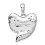 De-Ani Sterling Silver Rhodium-Plated Polished and Textured Shark Tooth Pendant - Image 3
