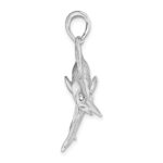 De-Ani Sterling Silver Rhodium-Plated Polished and Satin 3D White Marlin Pendant - Image 2