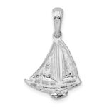 De-Ani Sterling Silver Rhodium-Plated Polished Sailboat Pendant - Image 3