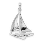 De-Ani Sterling Silver Rhodium-Plated Polished Sailboat Pendant - Image 3
