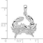 De-Ani Sterling Silver Rhodium-Plated Polished Stone Crab Pendant - Image 4