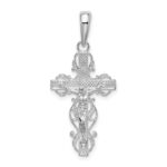 De-Ani Sterling Silver Rhodium-Plated Polished Lace Trim Crucifix Pendant