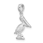De-Ani Sterling Silver Rhodium-plated Polished 3D Pelican Pendant - Image 5