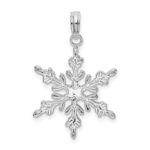 De-Ani Sterling Silver Rhodium-Plated Polished Snowflake Pendant - Image 4