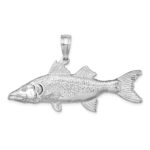 De-Ani Sterling Silver Rhodium-Plated Polished 3D Snook Fish Pendant