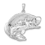 De-Ani Sterling Silver Rhodium-Plated Jumping Bass Fish Pendant - Image 4