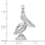 De-Ani Sterling Silver Rhodium-Plated Polished Large 3D Standing Pelican Pendant - Image 3