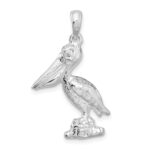 De-Ani Sterling Silver Rhodium-Plated 3D Standing Moveable Mouth Pelican Pendant - Image 4