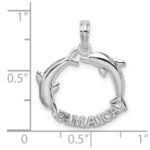 De-Ani Sterling Silver Rhodium-Plated Jamaica 2 Jumping Dolphins Pendant - Image 3