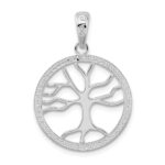 De-Ani Sterling Silver Rhodium-Plated Polished Large Cut-Out Tree of Life Pendant - Image 4