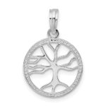 De-Ani Sterling Silver Rhodium-plated Polished Cut-Out Tree of Life Pendant