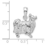 De-Ani Sterling Silver Rhodium-Plated Textured 3D Papillon Dog Pendant - Image 3