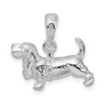 De-Ani Sterling Silver Rhodium-Plated Textured 3D Basset Hound Pendant - Image 4