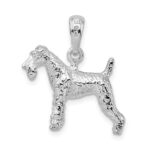 De-Ani Sterling Silver Rhodium-Plated Textured 3D Wire Fox Terrier Pendant - Image 4