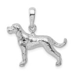 De-Ani Sterling Silver Rhodium-Plated Textured 3D English Pointer Dog Pendant - Image 4