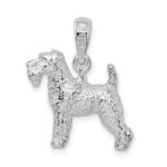 De-Ani Sterling Silver Rhodium-Plated Textured 3D Welsh Terrier Pendant - Image 4