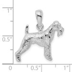 De-Ani Sterling Silver Rhodium-Plated Textured 3D Airedale Terrier Pendant - Image 3