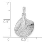 De-Ani Sterling Silver Rhodium-Plated Polished 3D Clam Shell Pendant - Image 3