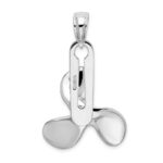 De-Ani Sterling Silver Rhodium-Plated Polished Moveable 3D Propeller Pendant - Image 4