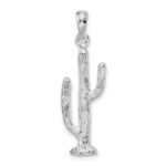 De-Ani Sterling Silver Rhodium-Plated Polished 3D Saguaro Cactus Pendant - Image 4
