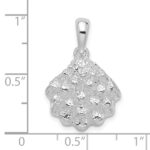 De-Ani Sterling Silver Rhodium-Plated Textured Oyster Shell Pendant - Image 3