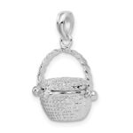 De-Ani Sterling Silver Rhodium-Plated Moveable 3D Nantucket Basket Pendant - Image 6