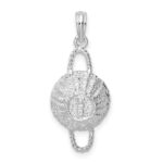 De-Ani Sterling Silver Rhodium-Plated Polished 3D Round Basket Pendant - Image 4
