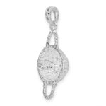 De-Ani Sterling Silver Rhodium-Plated Polished 3D Round Basket Pendant - Image 5