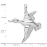 De-Ani Sterling Silver Rhodium-Plated Polished Flying Duck Pendant - Image 2