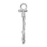 De-Ani Sterling Silver Rhodium-Plated Polished 3D Anchor with Rope Pendant - Image 2