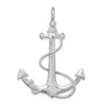 De-Ani Sterling Silver Rhodium-Plated Polished 3D Anchor with Rope Pendant - Image 4