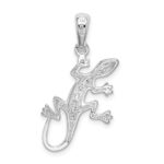 De-Ani Sterling Silver Rhodium-Plated Polished Gecko Pendant - Image 4