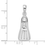 De-Ani Sterling Silver Rhodium-Plated Polished 3D Scuba Flipper Pendant - Image 3