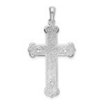 De-Ani Sterling Silver Rhodium-Plated Polished Budded Crucifix Pendant - Image 4