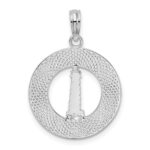 De-Ani Sterling Silver Rhodium-Plated Pentwater Michigan Circle with Lighthouse Pendant - Image 4