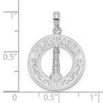 De-Ani Sterling Silver Rhodium-Plated Pentwater Michigan Circle with Lighthouse Pendant - Image 3