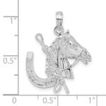 De-Ani Sterling Silver Rhodium-Plated Horse Head with Crop and Horseshoe Pendant - Image 3