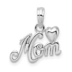 De-Ani Sterling Silver Polished Mom with Heart Pendant