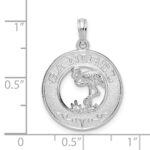 De-Ani Sterling Silver Rhodium-Plated Polished Sanibel Circle with Flamingo Pendant - Image 3