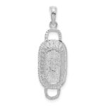 De-Ani Sterling Silver Rhodium-Plated Polished 3D Rectangular Basket Pendant - Image 4