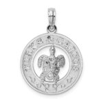 De-Ani Sterling Silver Rhodium-Plated Turks and Caicos Circle with Turtle Pendant