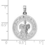 De-Ani Sterling Silver Rhodium-Plated Turks and Caicos Circle with Turtle Pendant - Image 4