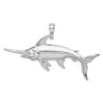 De-Ani Sterling Silver Rhodium-Plated Polished and Satin Swordfish Pendant