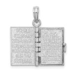 De-Ani Sterling Silver Rhodium-Plated Moveable 3D Spanish Santa Biblia Pendant - Image 6